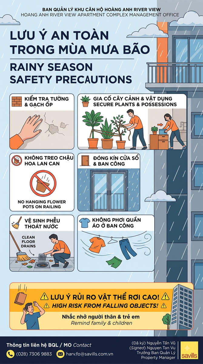 HARV-TB.040_ANN.040 THÔNG BÁO LƯU Ý AN TOÀN TRONG MÙA MƯA BÃO/ SAFETY ATTENTION S DURING THE RAINY SEASON